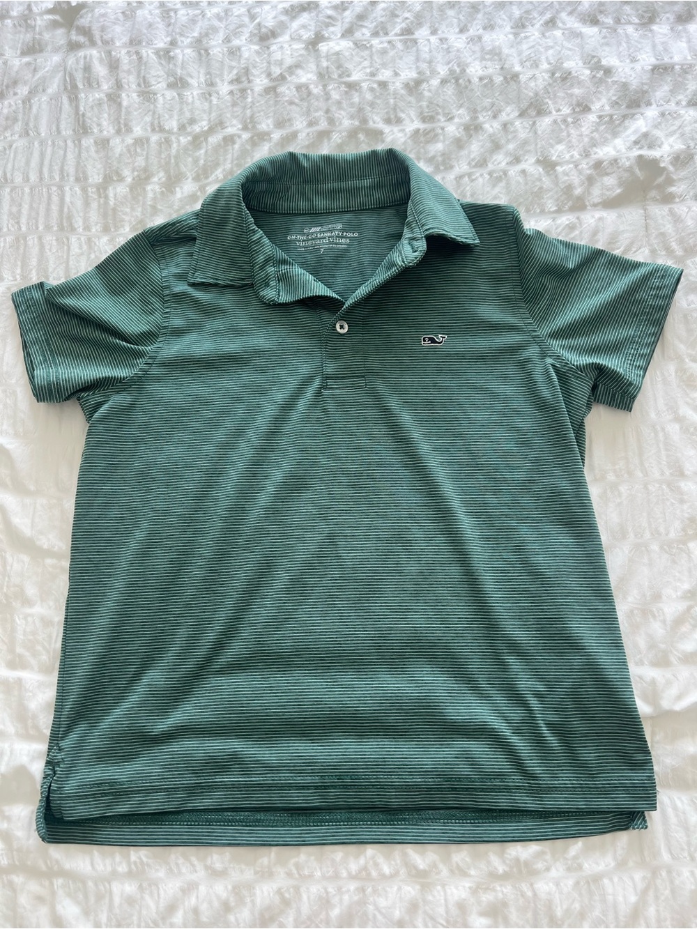 Vineyard Vines Boys' Teal Green Thin-Stripe Polo